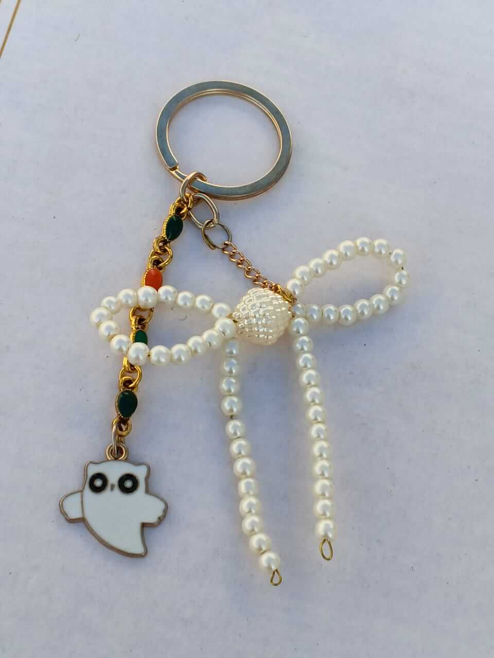Midnight Pearl Owl Keychain