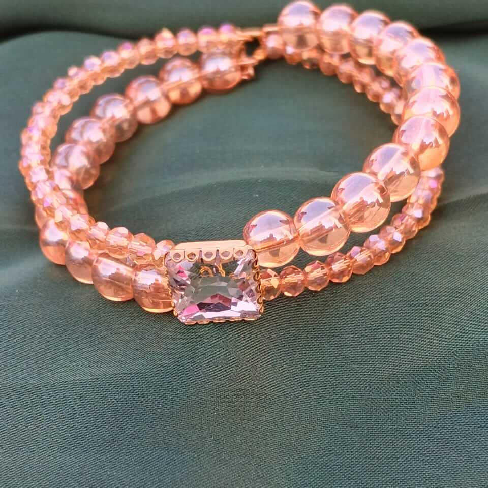 Peach Glaze Multi-Layered Jewel Bracelet 