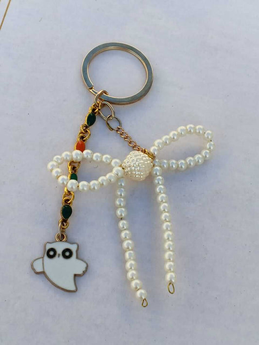 Midnight Pearl Owl Keychain