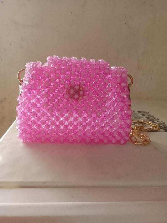 Pink beaded handbag , Rungrez
