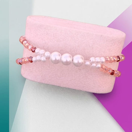 Rosé Horizon Pearl & Crystal Cuff